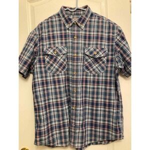 Duluth Trading Co. Plaid Short‎ Sleeve Button Down Shirt Mens